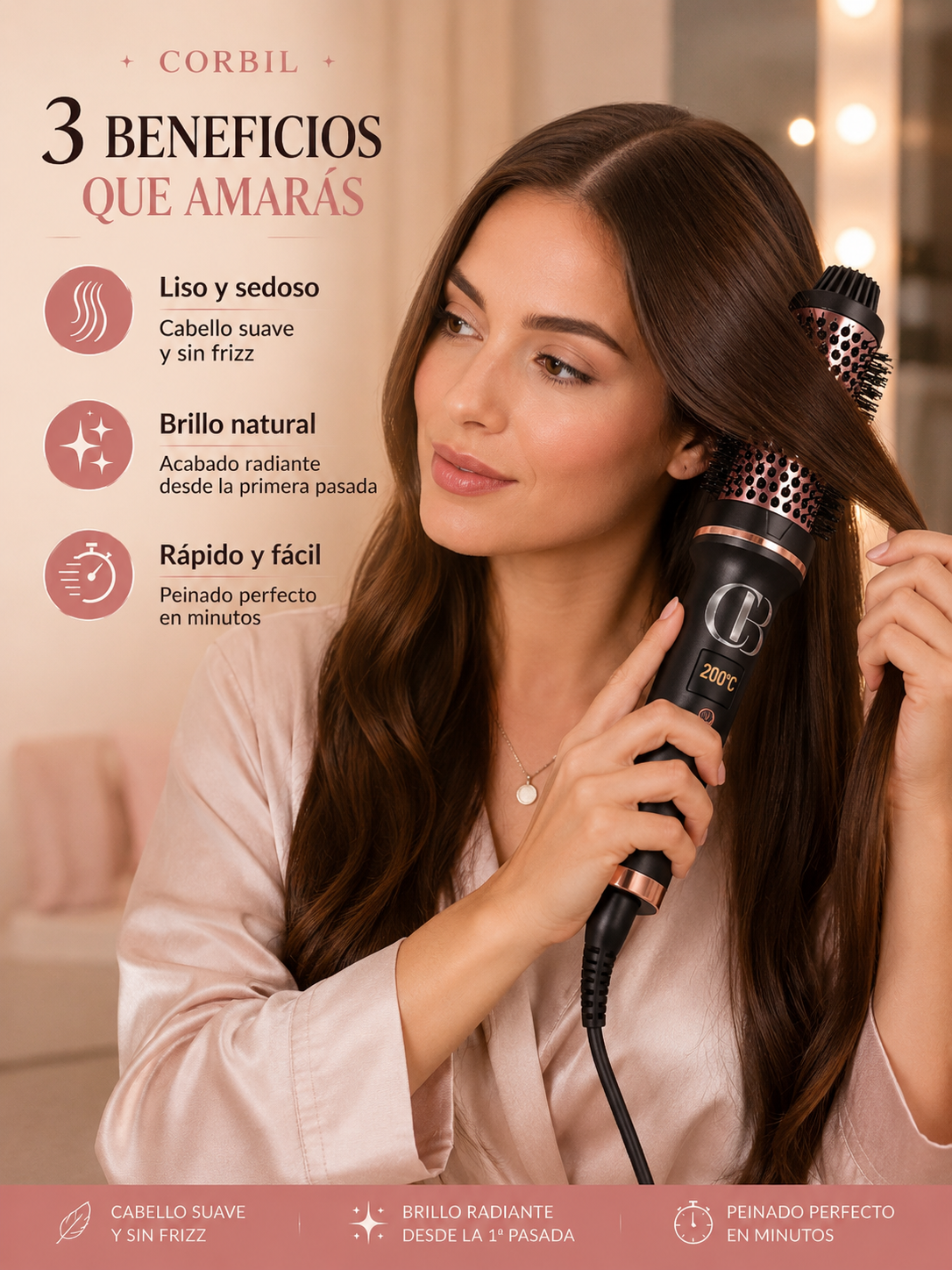 CORBIL™ Pro Brush – Cabello Liso, Brillante y Sin Esfuerzo