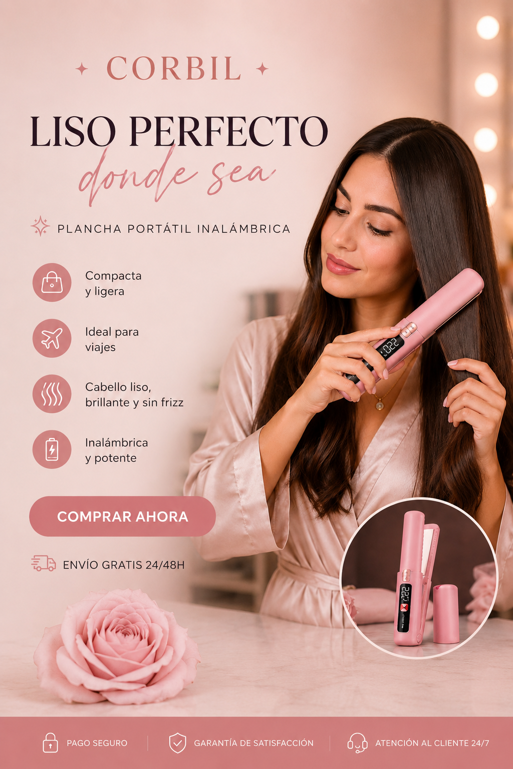 CORBIL™ Pocket Styler – Plancha de Pelo Inalámbrica Portátil