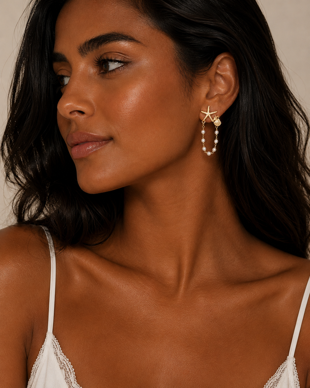 Pendientes Marina Dorada™ Chapados en Oro | Perlas y Estrella de Mar