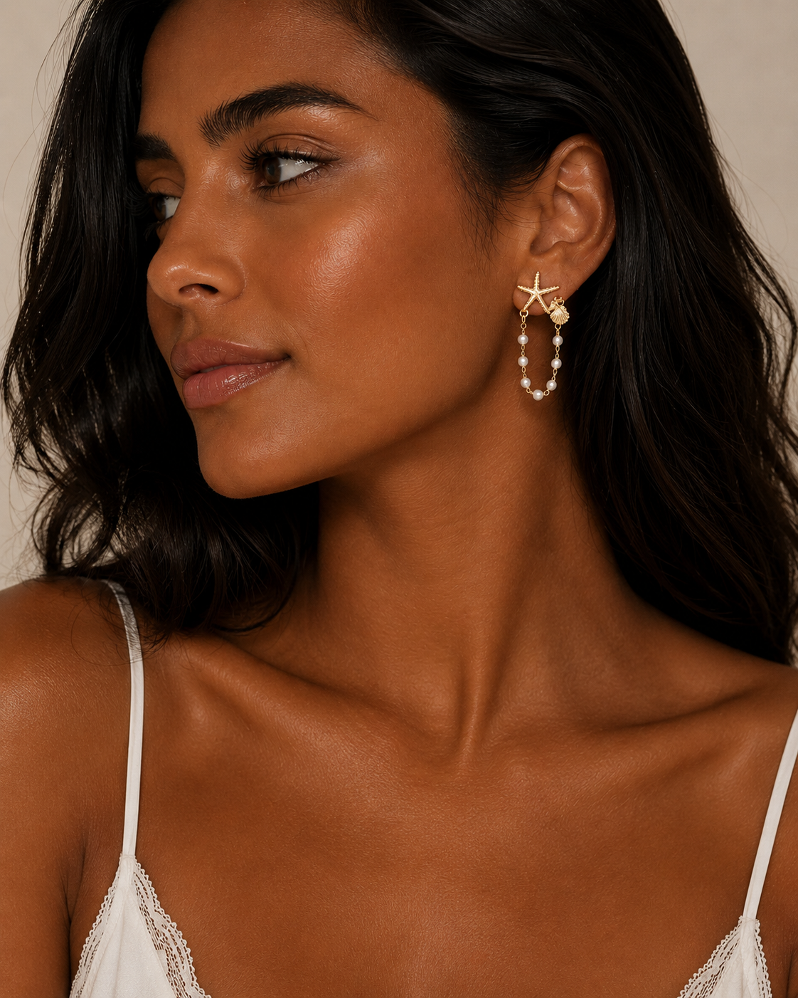 Pendientes Marina Dorada™ Chapados en Oro | Perlas y Estrella de Mar