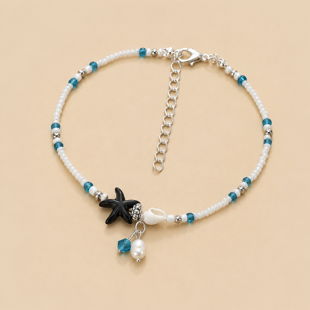 Tobillera Brisa Marina con Perlas y Estrella de Mar