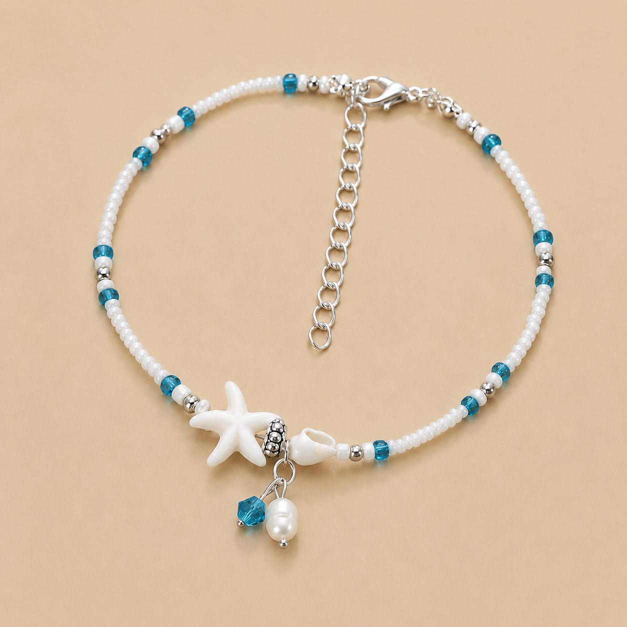Tobillera Brisa Marina con Perlas y Estrella de Mar