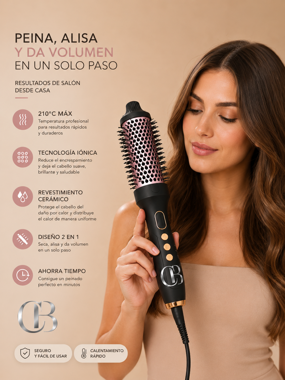 CORBIL BlowBrush Pro™
Cepillo térmico para volumen y brillo profesional