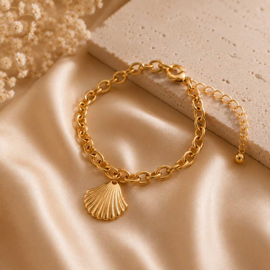 Pulsera Concha Dorada Chapada en Oro