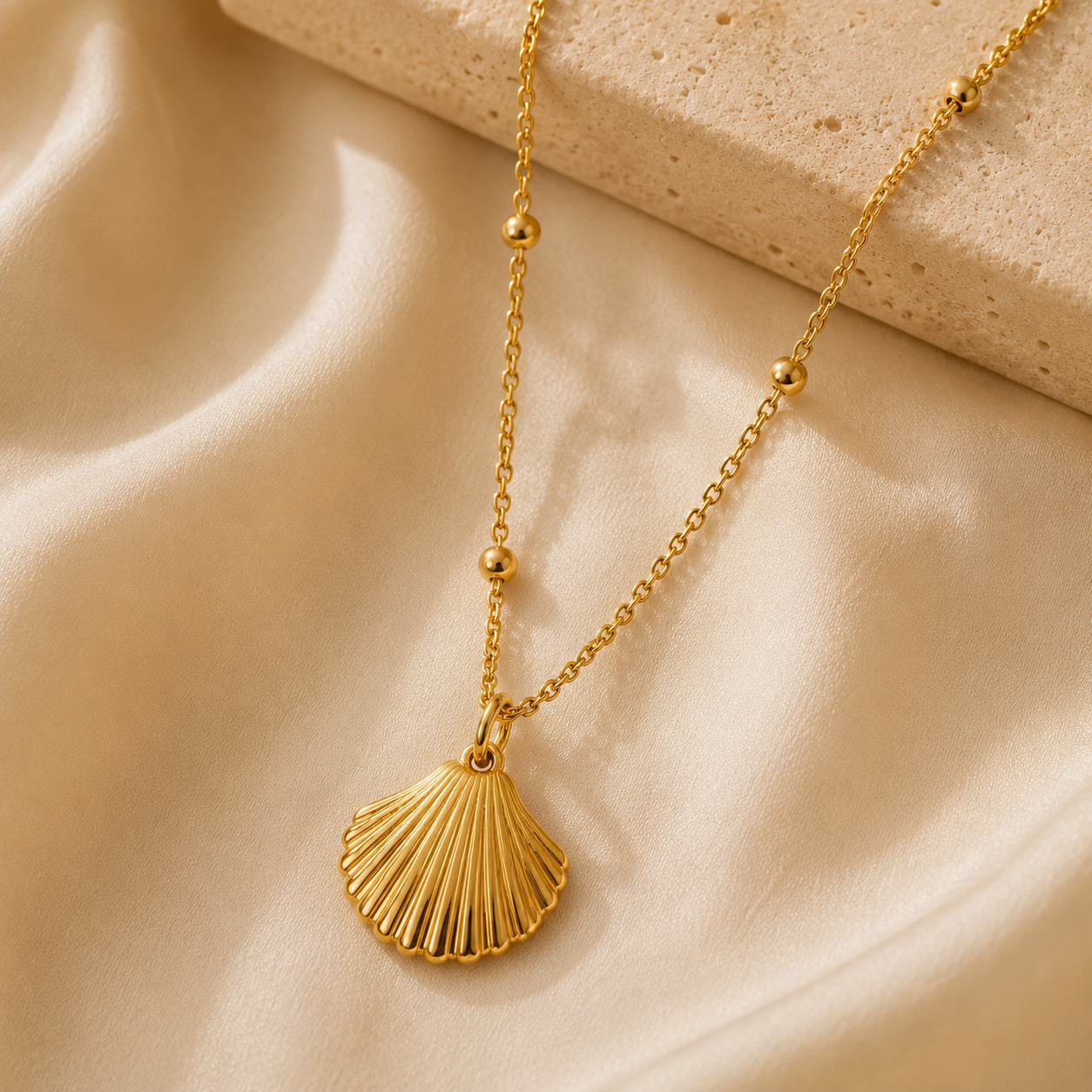 Collar Concha Marina Chapado en Oro