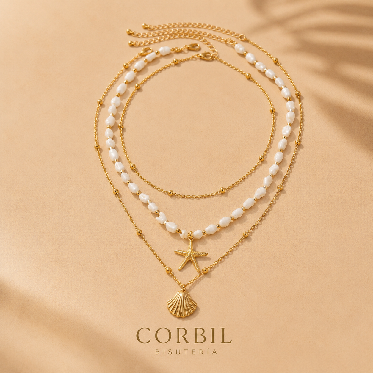 Collar Marina Dorada™ Chapado en Oro | Perlas y Encantos del Mar