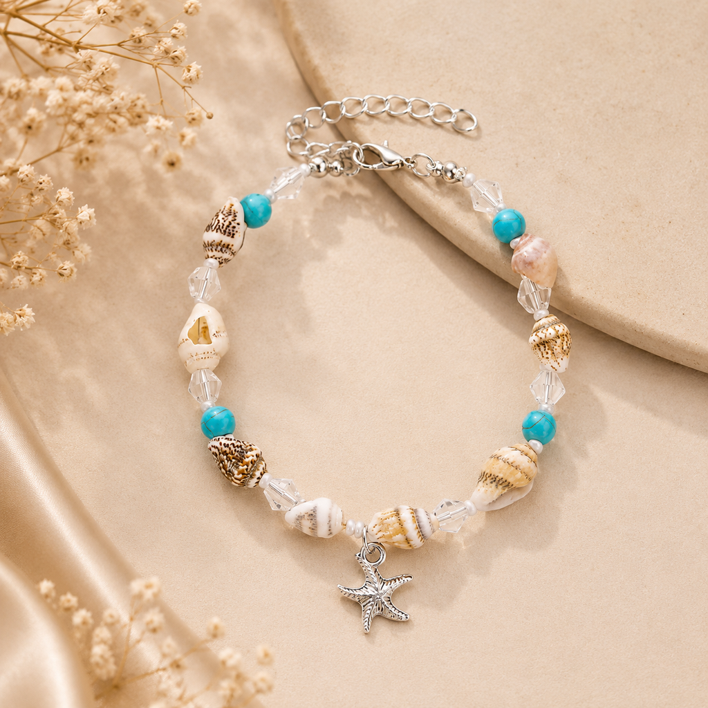 Tobillera Marina Turquesa™ con Estrella de Mar