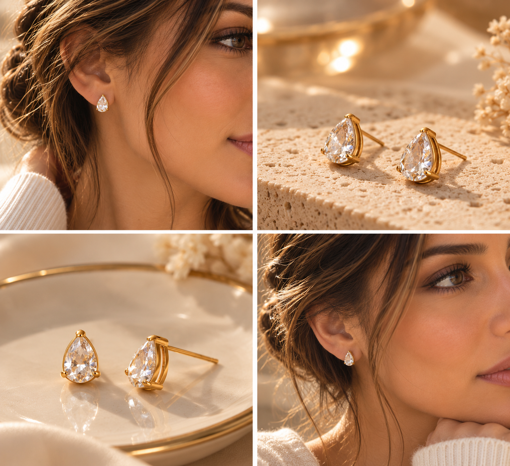 Pendientes Éclat Gota – Acero Inoxidable y Oro 18K