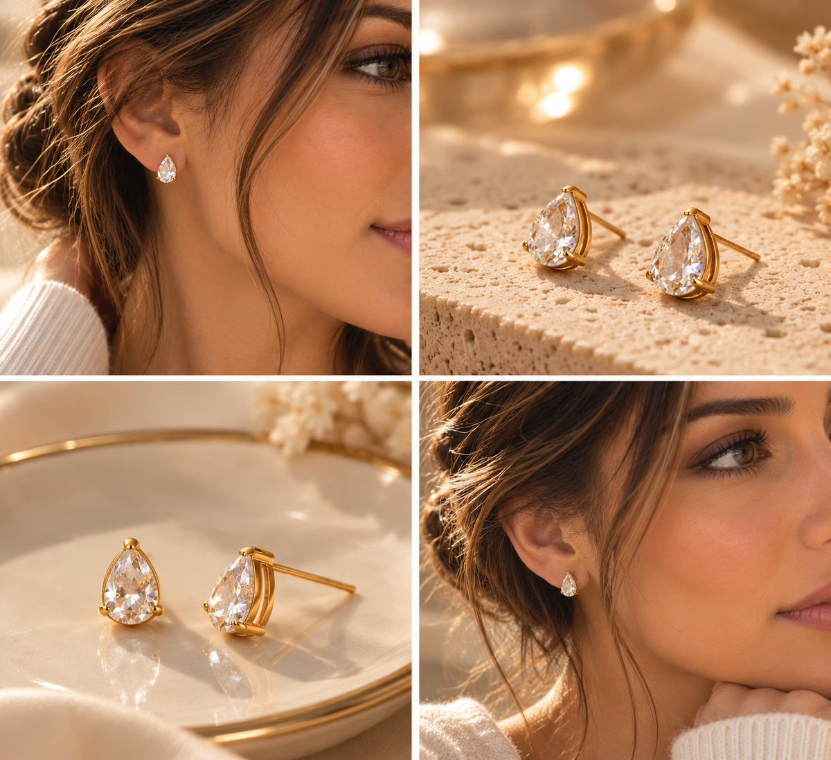 Pendientes Éclat Gota – Acero Inoxidable y Oro 18K