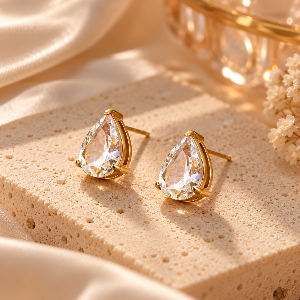 Pendientes Éclat Gota – Acero Inoxidable y Oro 18K